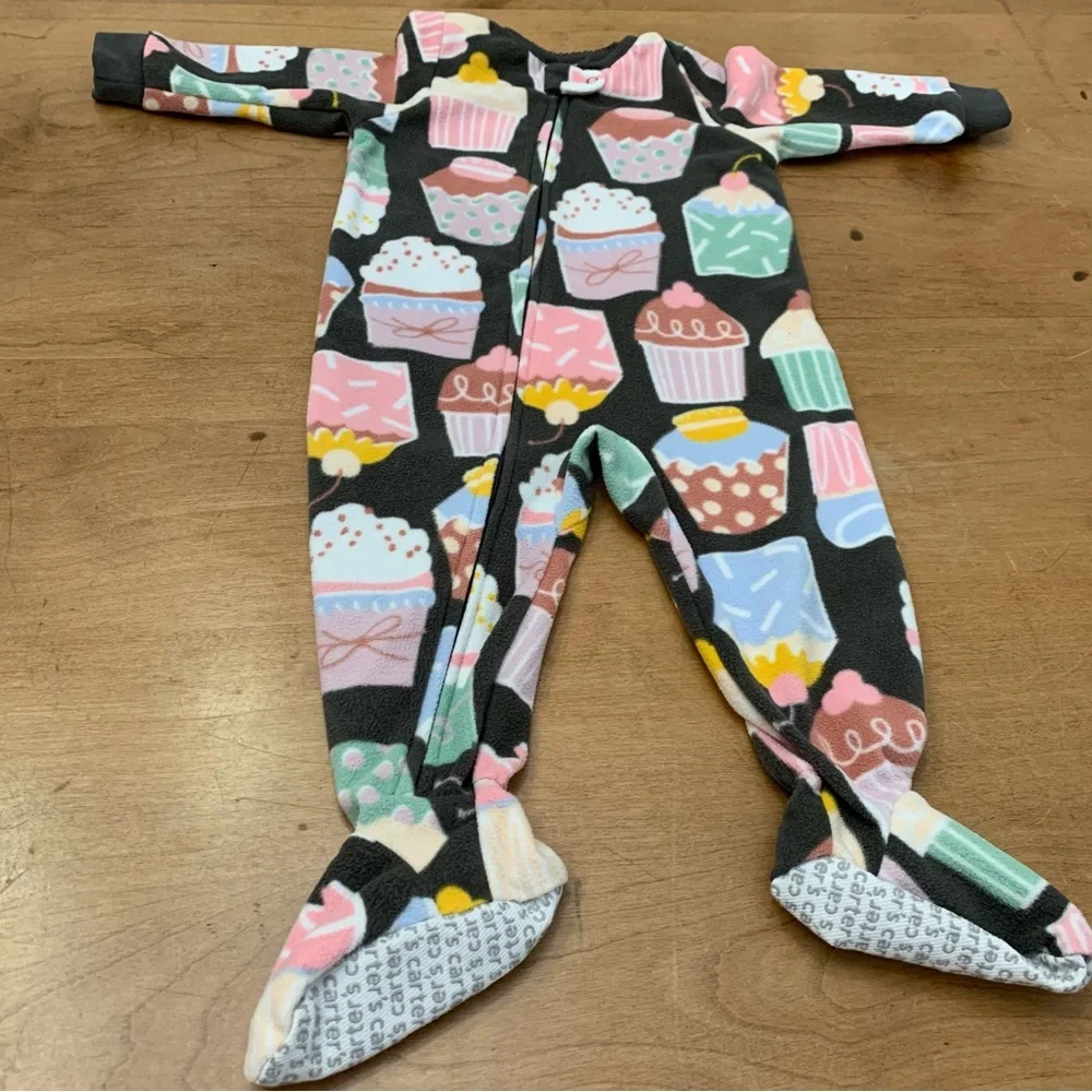 Toddler Bath Robe & Fleece Footie Pajamas - 9 months & 12 months